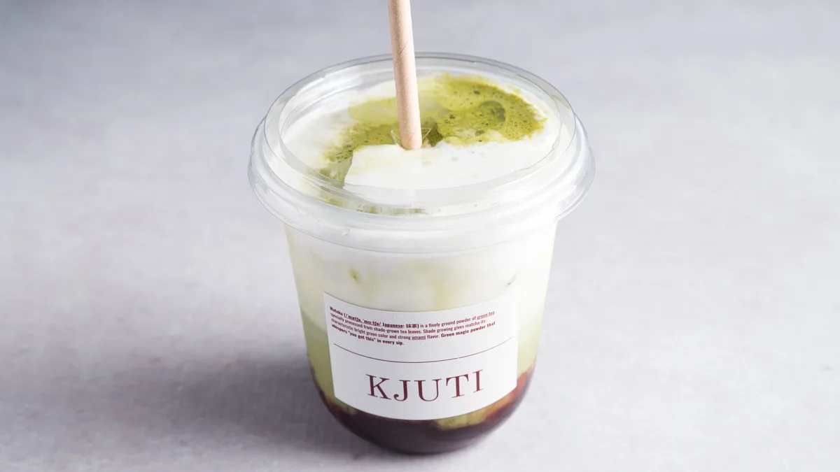 Ice raspberry matcha latte
